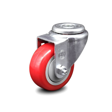 SERVICE CASTER 3 Inch Red Polyurethane Wheel Swivel Bolt Hole Caster SCC-BH20S314-PPUB-RED